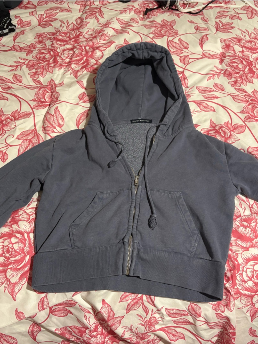 Brandy Melville Women's Charcoal Zip Hoodie Sweatpants - Dark Gray